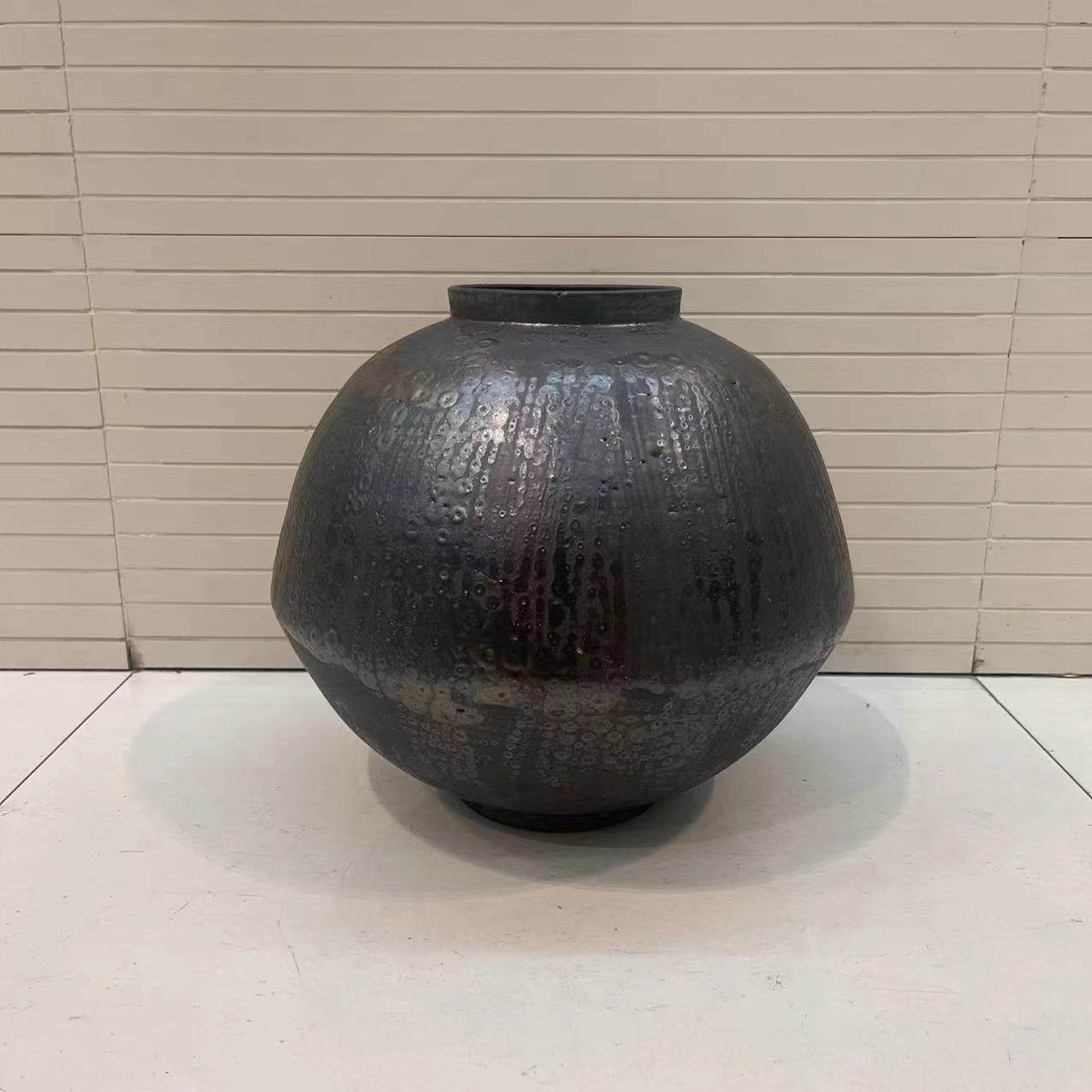 新中式陶瓷花器创意金属色插花花瓶别墅酒店大堂样板房会所摆件品,淘宝优惠券,粉丝福利购,淘宝优惠卷