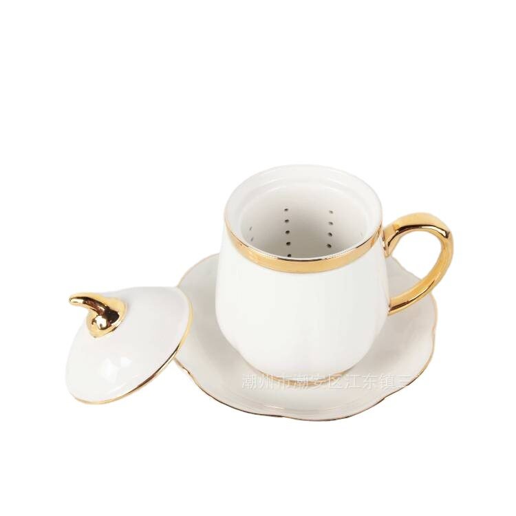 骨瓷内胆过滤茶杯 带盖骨瓷茶杯 带茶滤盖杯过滤盖杯描金,淘宝优惠券,粉丝福利购,淘宝优惠卷