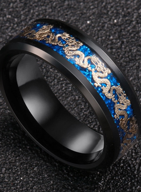 网红霸气中国龙戒指男钛钢韩版学生戒指社会单身个