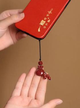 本命年莲花朱砂好运莲莲钥匙扣小挂件紫砂本命年手机链挂坠男女款