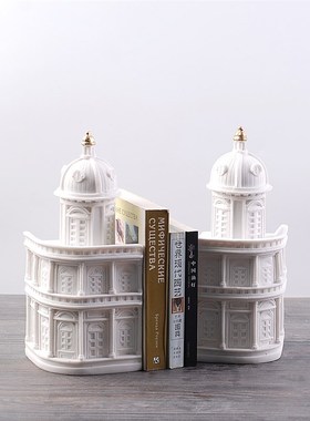 现代家居装饰摆件样板间软装饰品桌面书档书房工艺品建筑系列书靠