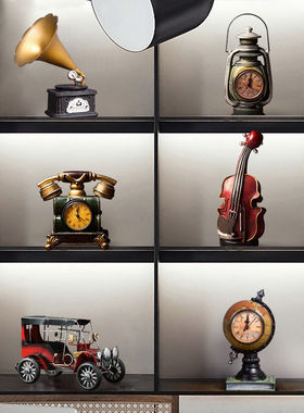 书柜家居客厅小摆件美式服装店酒柜装饰品橱窗展示柜复古书架摆设