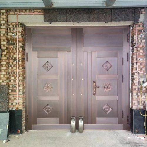 农村防盗门别墅纯铜门钢质仿铜门铝艺大门电动平开大门不锈钢大门 - 图1