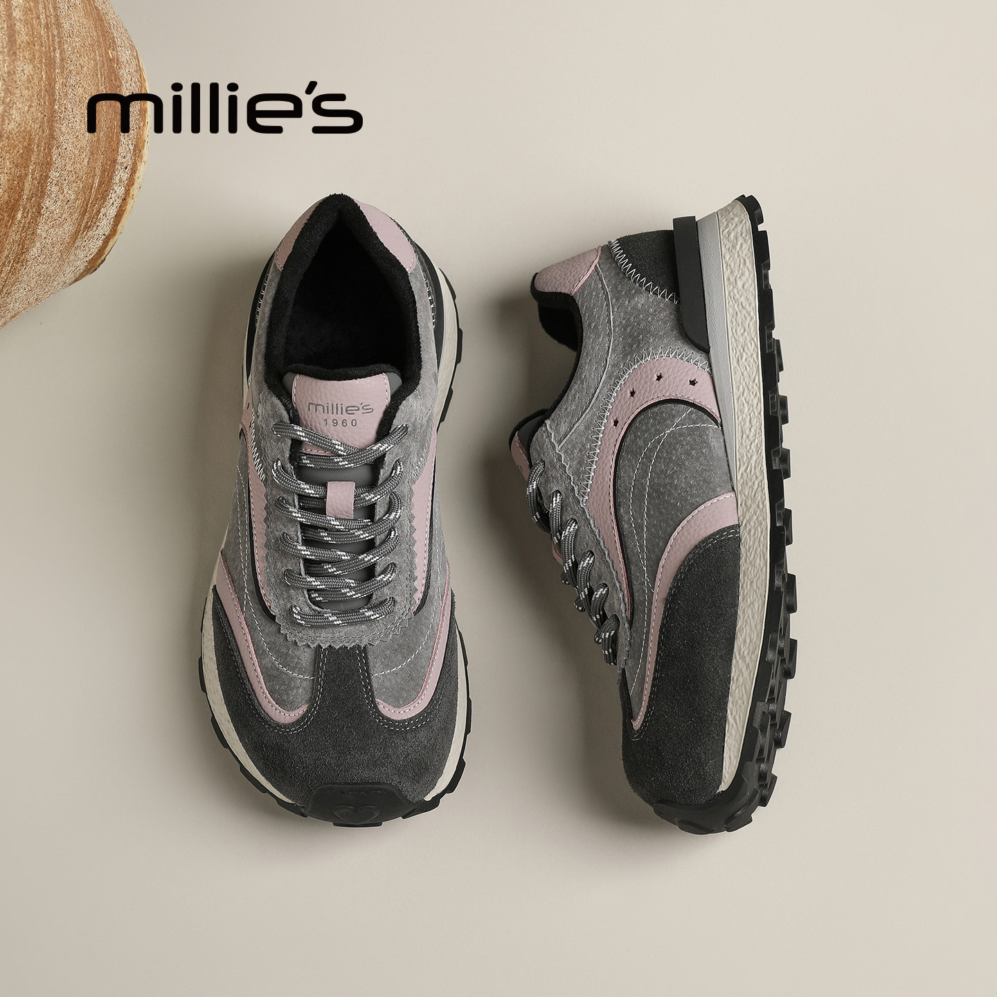 MILLIE'S/妙丽复古德训鞋女2025新款秋季厚底运动鞋休闲复古板鞋,淘宝优惠券,粉丝福利购,淘宝优惠卷