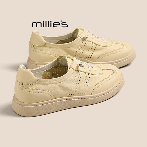 MILLIE'S/妙丽2026夏季薄款百搭休闲运动鞋女一脚蹬懒人休闲板鞋P - 图0