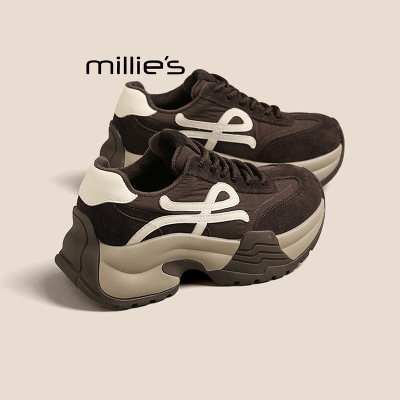 MILLIE'S/妙丽冬季新款轻便厚底老爹鞋时尚女休闲潮流加绒松糕鞋Z,淘宝优惠券,粉丝福利购,淘宝优惠卷