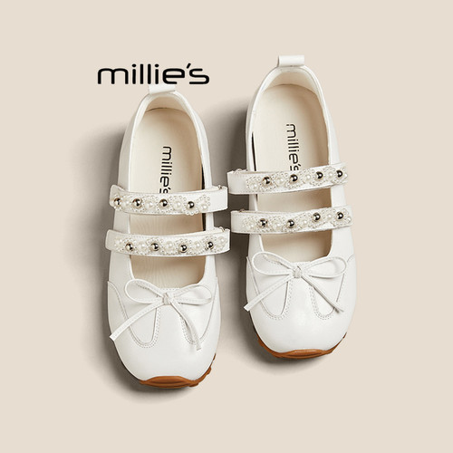 MILLIE'S/妙丽2026秋方头软底芭蕾鞋低跟配裙子凉鞋法式玛丽珍鞋 - 图2
