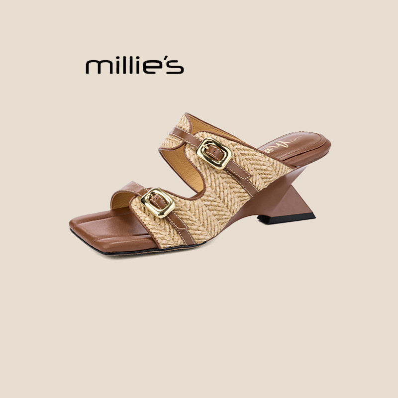 MILLIE'S/妙丽高跟凉鞋女2025夏季新款小个子显高法式绝美小跟鞋,淘宝优惠券,粉丝福利购,淘宝优惠卷