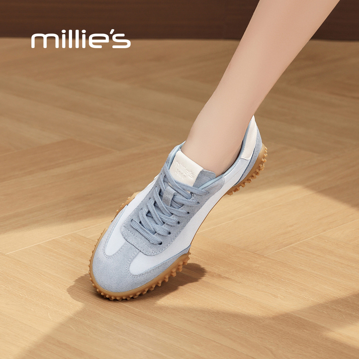 MILLIE'S/妙丽复古德训鞋女2026春季百搭系带平底休闲运动鞋Z,淘宝优惠券,粉丝福利购,淘宝优惠卷