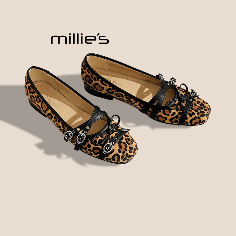 MILLIE'S/妙丽玛丽珍鞋女百搭气质2026春季新款粗跟羊皮浅口单鞋,淘宝优惠券,粉丝福利购,淘宝优惠卷