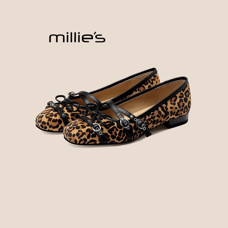 MILLIE'S/妙丽玛丽珍鞋女百搭气质2026春季新款粗跟羊皮浅口单鞋,淘宝优惠券,粉丝福利购,淘宝优惠卷