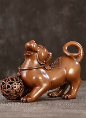 优选徽匠铜韵 纯紫铜狗摆件家居装饰品狗年旺家犬家居工艺品摆件