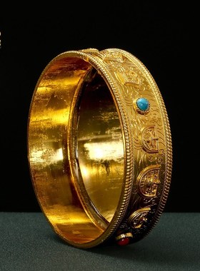 优选家用佛堂曼扎盘八吉祥装饰曼达盘合金桌面摆件曼茶罗盘送宝石