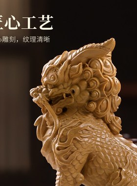 优选天然寿山石招财摆件《祥瑞麒麟》家居饰品办公室客厅桌面装饰