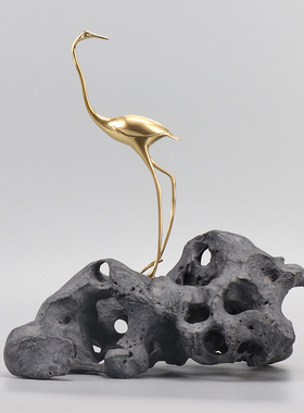 优选新中式创意陶瓷花瓶铜鹤国风艺术家居电视柜玄关酒柜软装饰品