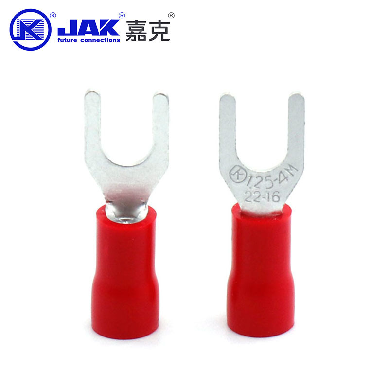 SV1.25-4M叉形端子开口鼻线耳端头 紫铜冷压接线端子U型Y形绝缘端 - 图2