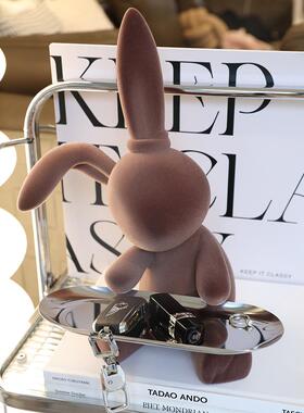 2025新年红色坐姿兔子摆件客厅入户玄关钥匙收纳过年家庭装饰品