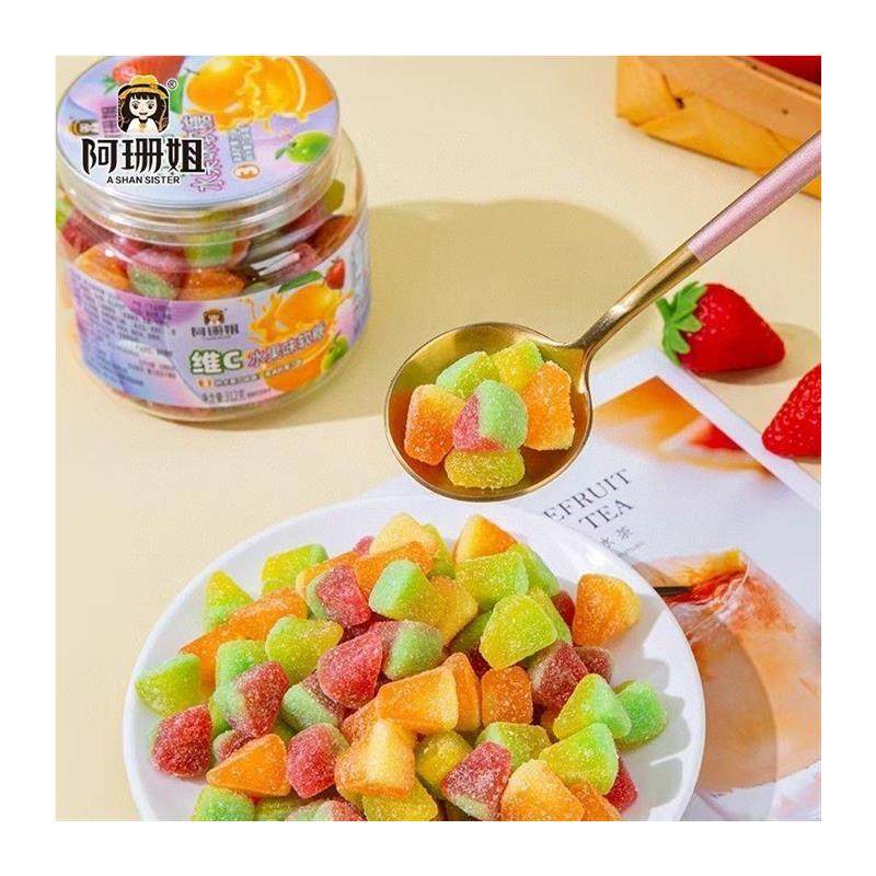 新货维C果汁软糖QQ软糖橡皮糖罐装糖果312g水果味儿童怀旧休 - 图3