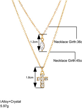Necklace Choker欧美点钻冷淡风ins十字架项链水滴形吊坠锁骨链