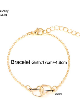 Lover Bracelet冷淡风金属合金桃心双心形手链环环相扣爱心手链