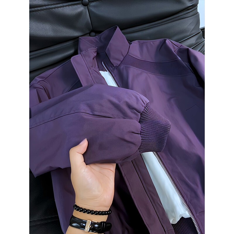 Purple American bomber flight jacket men's spring and autumn short baseball uniform high-end trendy brand cleanfit jacket