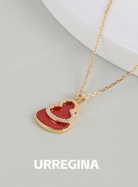 URREGINA红玛瑙葫芦银项链