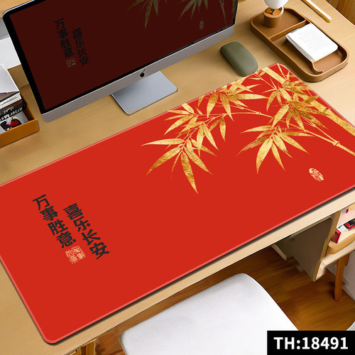 古风鼠标垫超大号办公桌垫中国风护腕山水画书法写字垫电脑键盘垫 - 图2