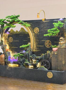 公司落地摆件流水景观水幕墙中式复古循环水酒店开业乔迁祝福装饰