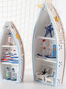 地中海夏季橱窗美陈布置创意船型展示柜船柜海洋主题装饰dp点道具