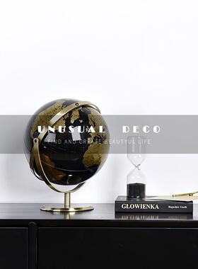 现代轻奢高档银色地球仪摆件创意书房桌面玄关客厅样板间软装饰品
