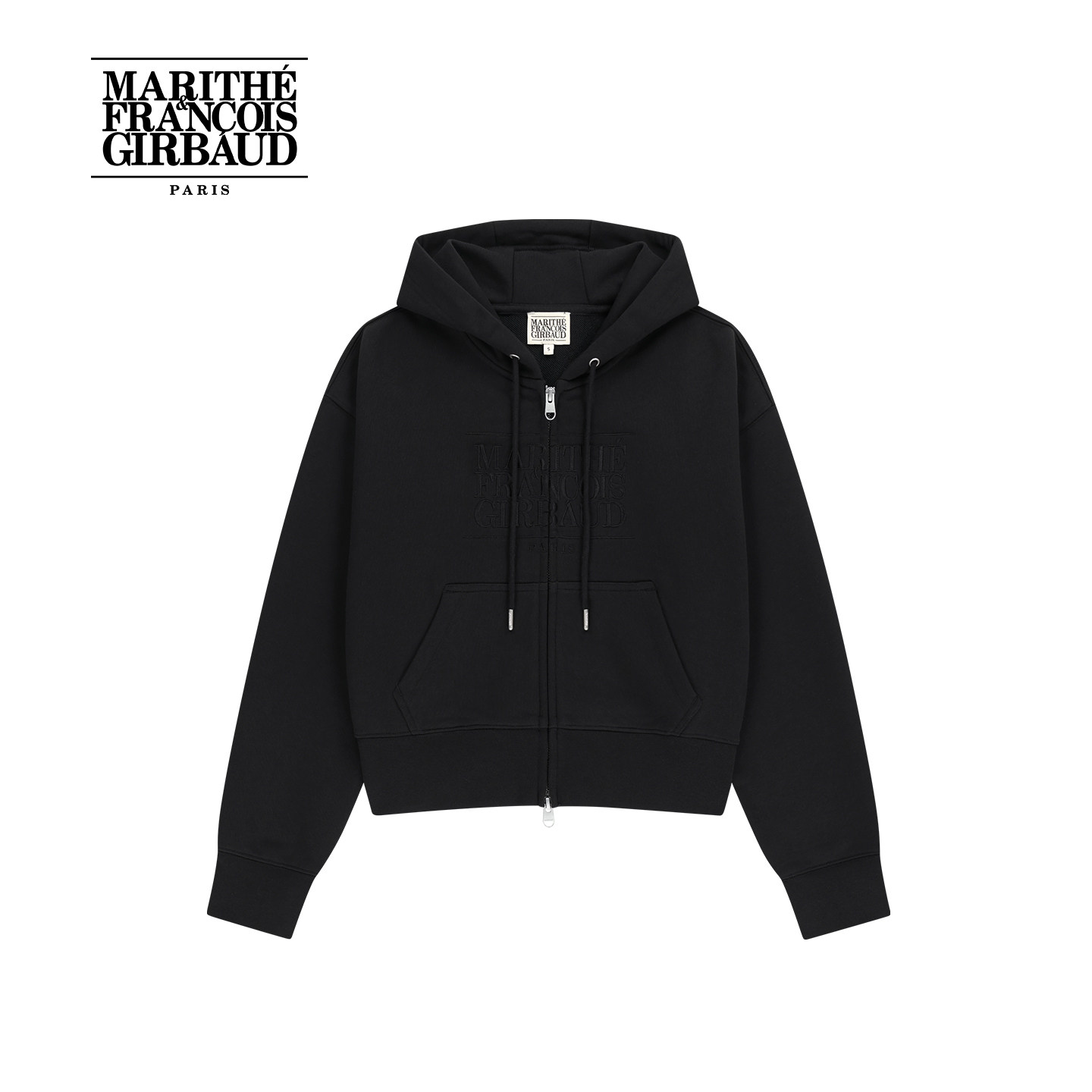 MARITHE女士经典LOGO拉链短卫衣 潮流简约时尚刺绣外套2026年春,淘宝优惠券,粉丝福利购,淘宝优惠卷