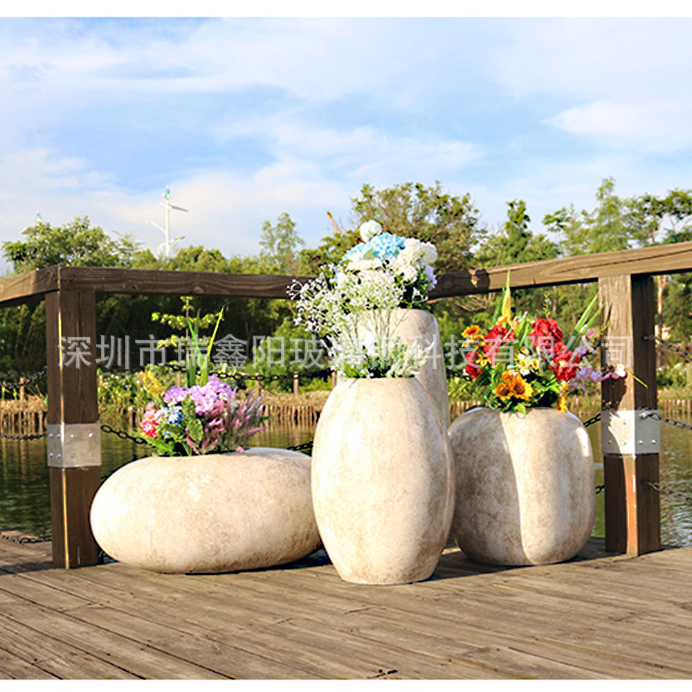 玻璃钢落地花瓶 现代简约玻璃钢花盆 圆形玻璃钢纤维 白色花盆,淘宝优惠券,粉丝福利购,淘宝优惠卷