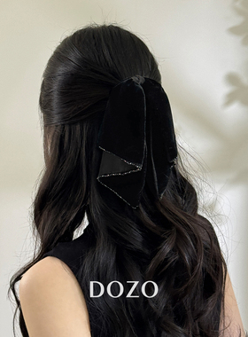 DOZO真丝丝绒蝴蝶结奢华抓夹新款