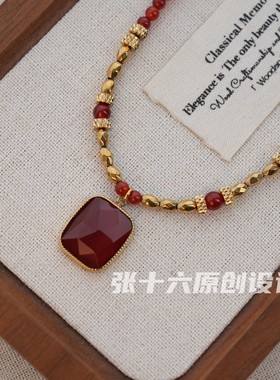 张十六绯红钛钢项链原创手工项链