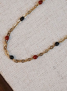 张十六[红黑项链]原创设计手工串珠复古夜石榴百搭颈链锁骨链女