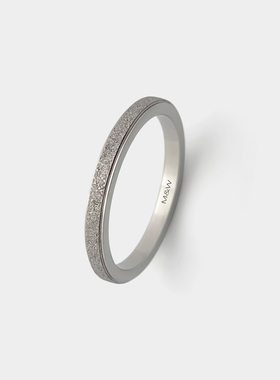 M.W18K白金情侣对戒素圈戒指磨砂