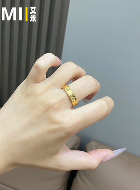 轻奢米字拉丝闭口戒指