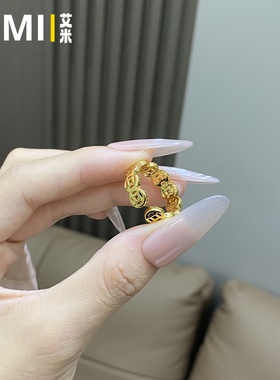 钱多多招财镂空开口戒指