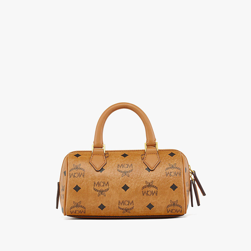 MCMElla老花满印金锁波士顿包单肩斜挎手提包迷你女款,淘宝优惠券,粉丝福利购,淘宝优惠卷