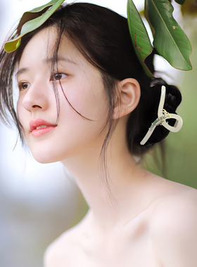 新中式国风竹叶抓夹女小号