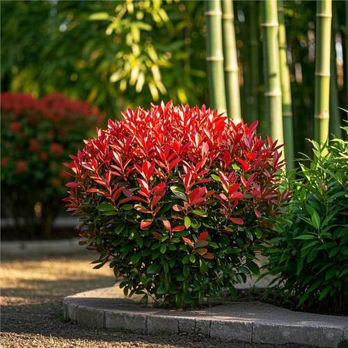 高杆红叶石楠球树苗小杯火焰红篱笆围墙绿化工程色块庭院四季植物 - 图0