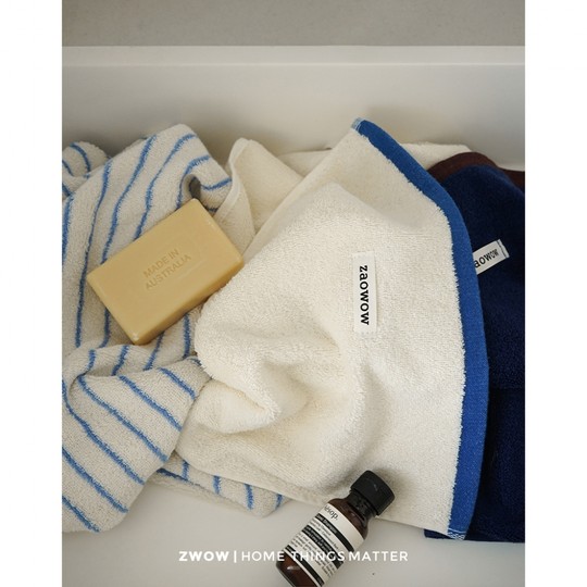造卧zwow原创设计款小众款全棉纯棉纯色彩色撞色边柔软毛巾面巾
