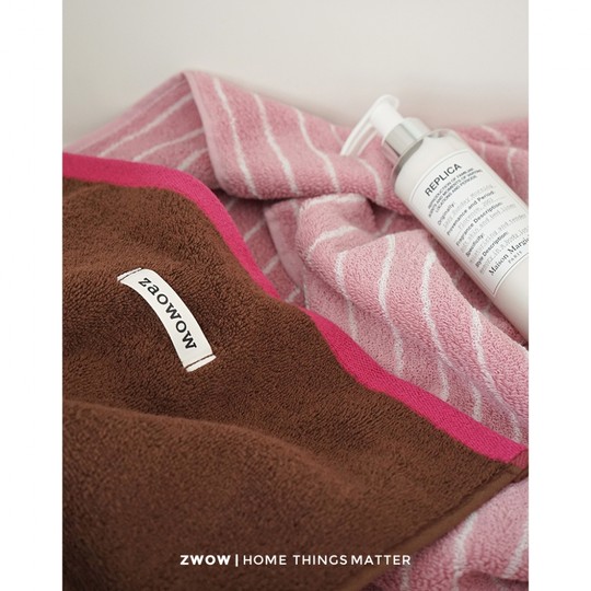 造卧zwow原创设计款小众款全棉纯棉纯色彩色撞色边柔软毛巾面巾