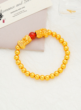 金店同款沙金福瑞双貔貅手链