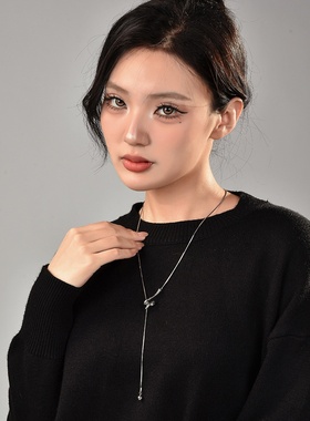 秋冬简约抽拉蛇毛衣链女