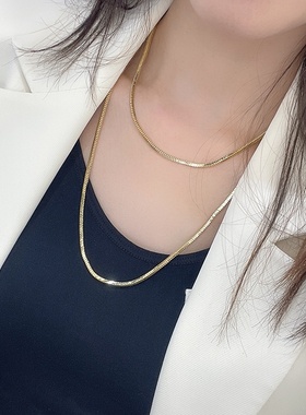 电镀多层金色蛇骨链朋克毛衣链