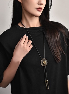 西部牛仔波洛领带长款毛衣链女