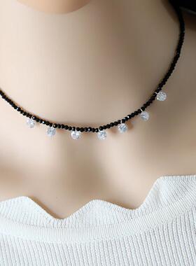时尚水晶锁骨链脖子颈带简约个性项圈短超闪锆石项链女潮网红颈链