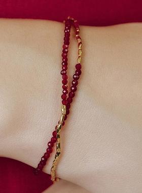 官方正品天然红玛瑙双层2025蛇年本命年手链女轻奢小众手串送女友