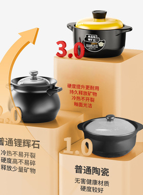砂锅炖锅家用燃气耐高温陶瓷煲汤锅干烧不裂煤气灶专用汤煲仔沙锅